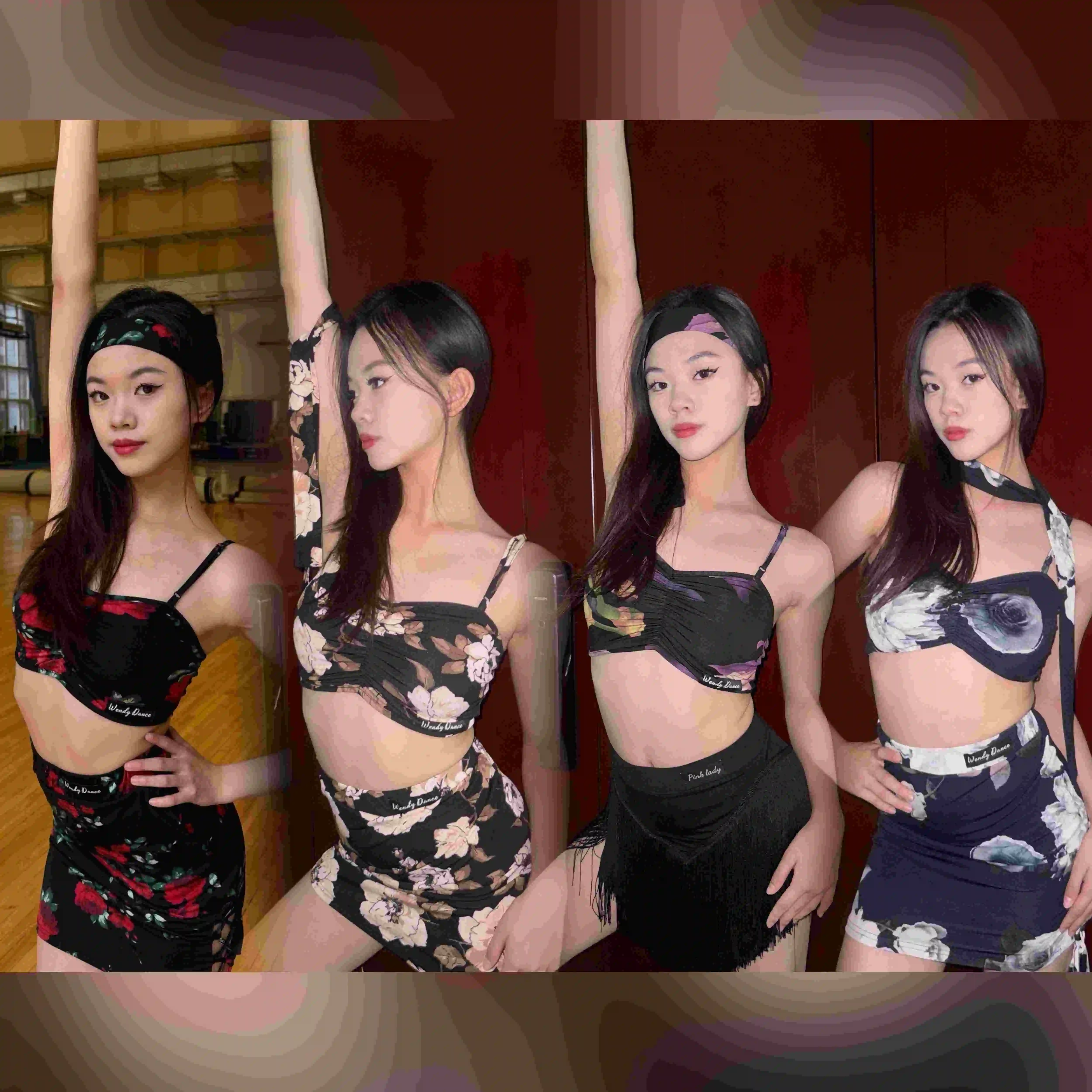 

Latin Dance Clothes Women Flower Print Bra Tops Skirt Sexy Club Rumba Samba Salsa Dance Practice Performance Clothing DNV24145