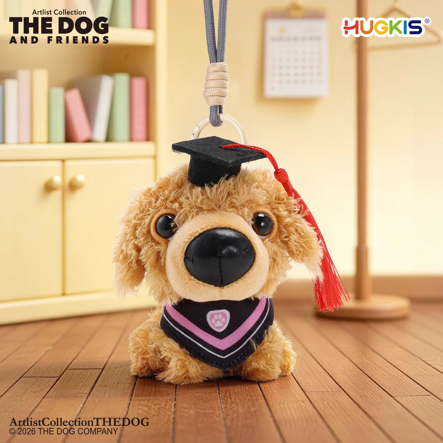 HUGKIS Official TheDog Sitting Pose 4-inch Plush Keychain – Graduation Cap Poodle, Pug, Beagle Stuffed Animal Toy Gift