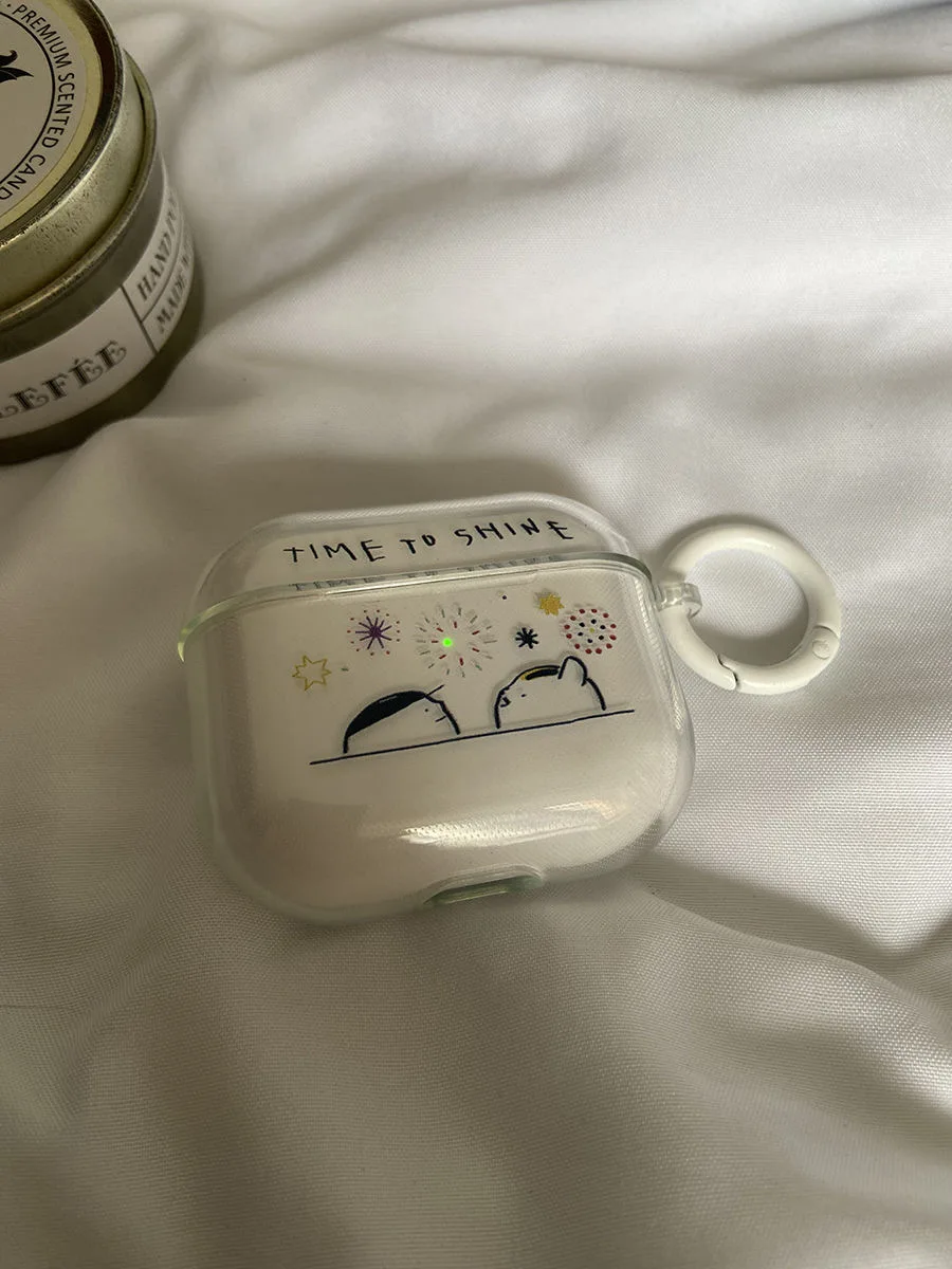 Funny Cartoon Fireworks bear Case for Airpod Cases Pro 3 for 2 3rd Pods Transparent Cute AirPods Cover TPU Coque for Airpods 2 1