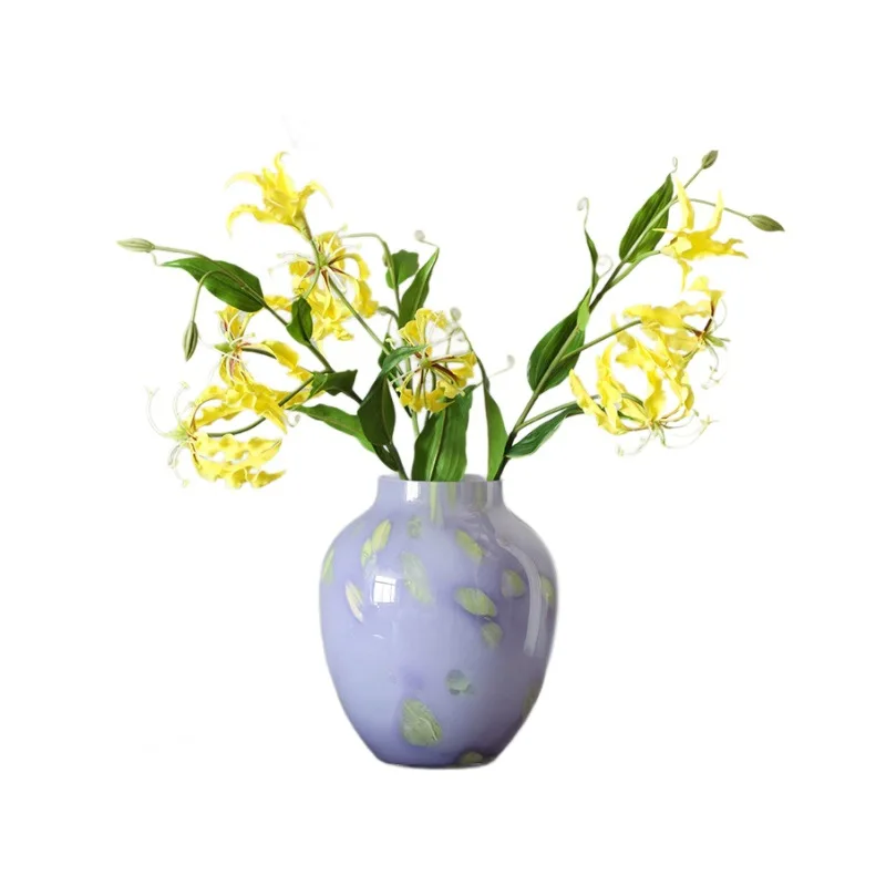 

Purple glass vase ornament living room flower arrangement home decoration retro creative dining table flower device