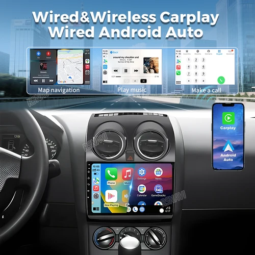 Imagen 2 del producto Qualcomm Snapdragon Android 15 Carplay Auto Radio reproductor Multimedia para Nissan Qashqai J10 2006 2007 2008 - 2013 WIFI + 4G DSP