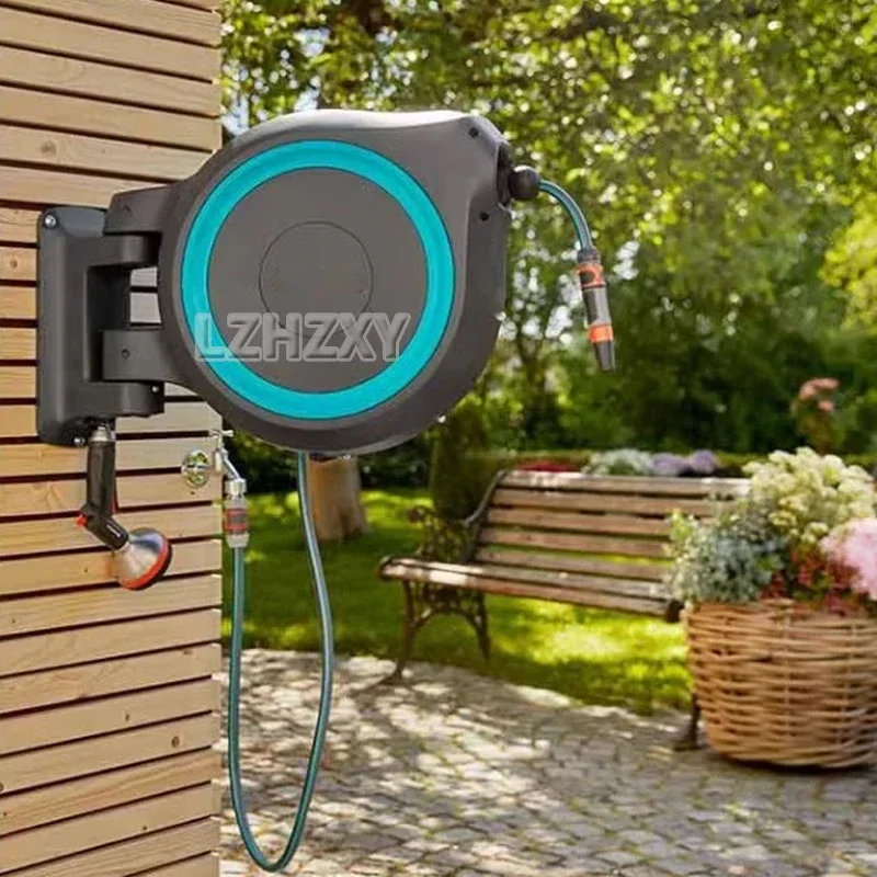 Enrouleur de tuyau rétractable automatique pour lavage de voiture, système d'irrigation de jardin, tambour à eau mural, roue à eau, magasin 4S, 30m