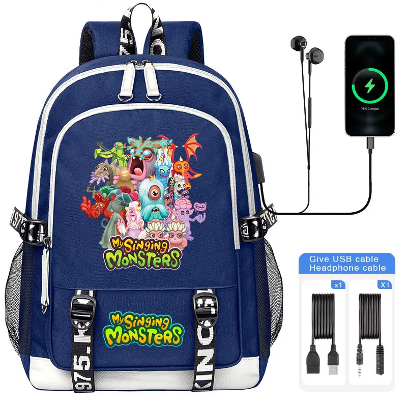 

Game Cartoon My singing monsters School Bag Child Student Shoulder Backpack For Boy Teenager USB Laptop Backpack Mochila