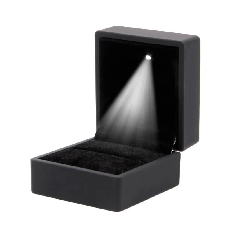 E56A Lighted Jewelry Earring Display Gift Box Engagement Ring Holder Earrings Jewelry Ring Display for Case for Engagement We