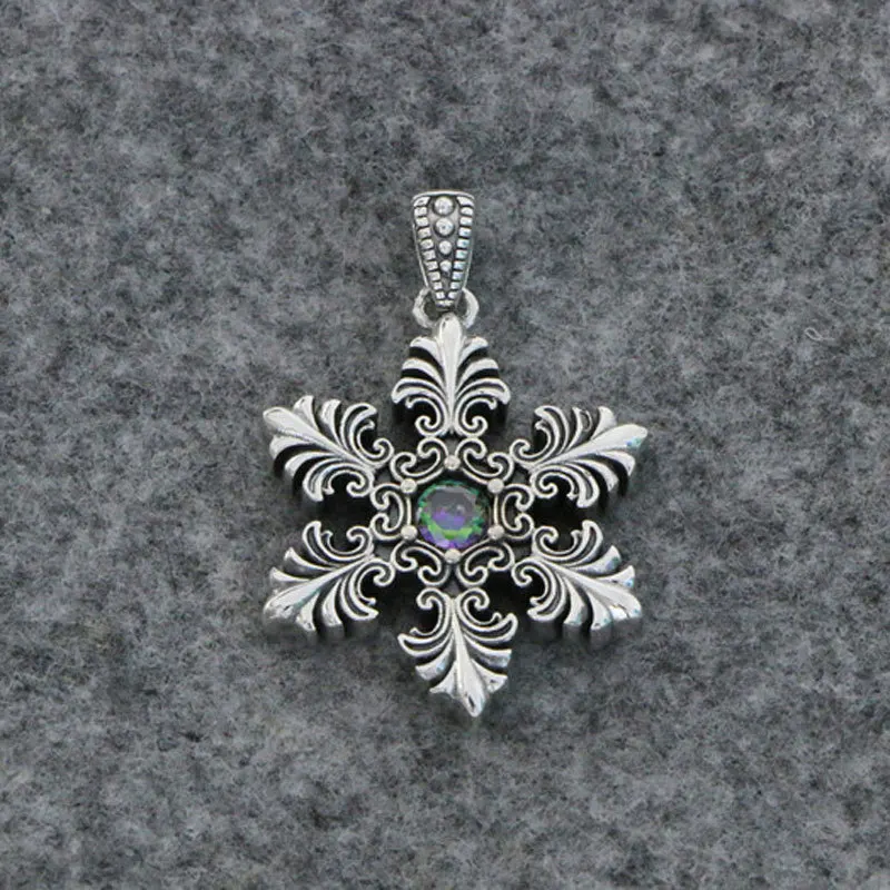 

Korean Style Fashion Jewelry Sterling Silver Necklace Women's Silver Snowflake Pendant Temperament Clavicle Chain Silver Jewelry