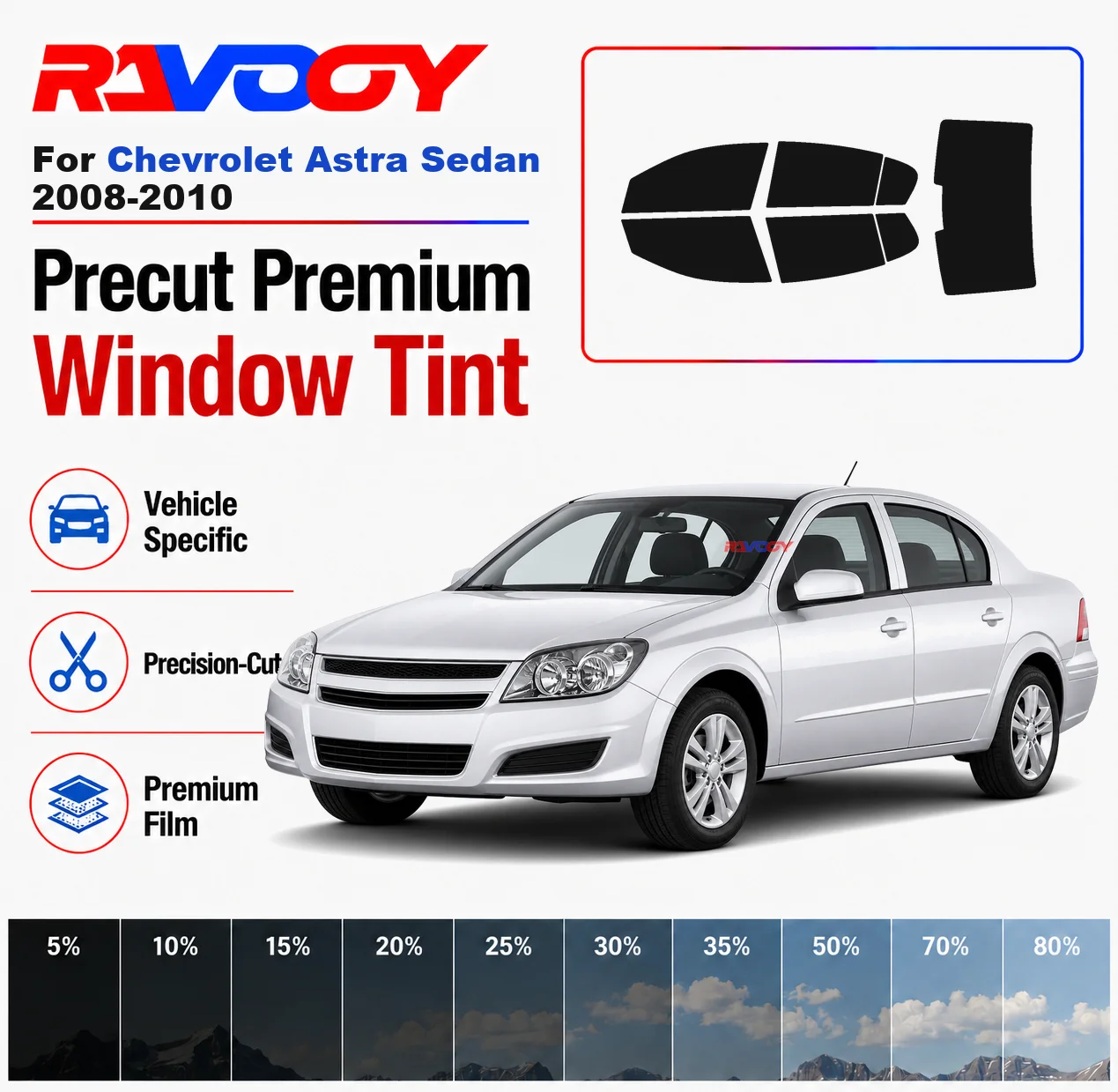 

Premium Precut Window Tint Kit Front Windows Rear Windows Rear Windshield For Chevrolet Astra Sedan 2008-2010 Nano Ceramic Film