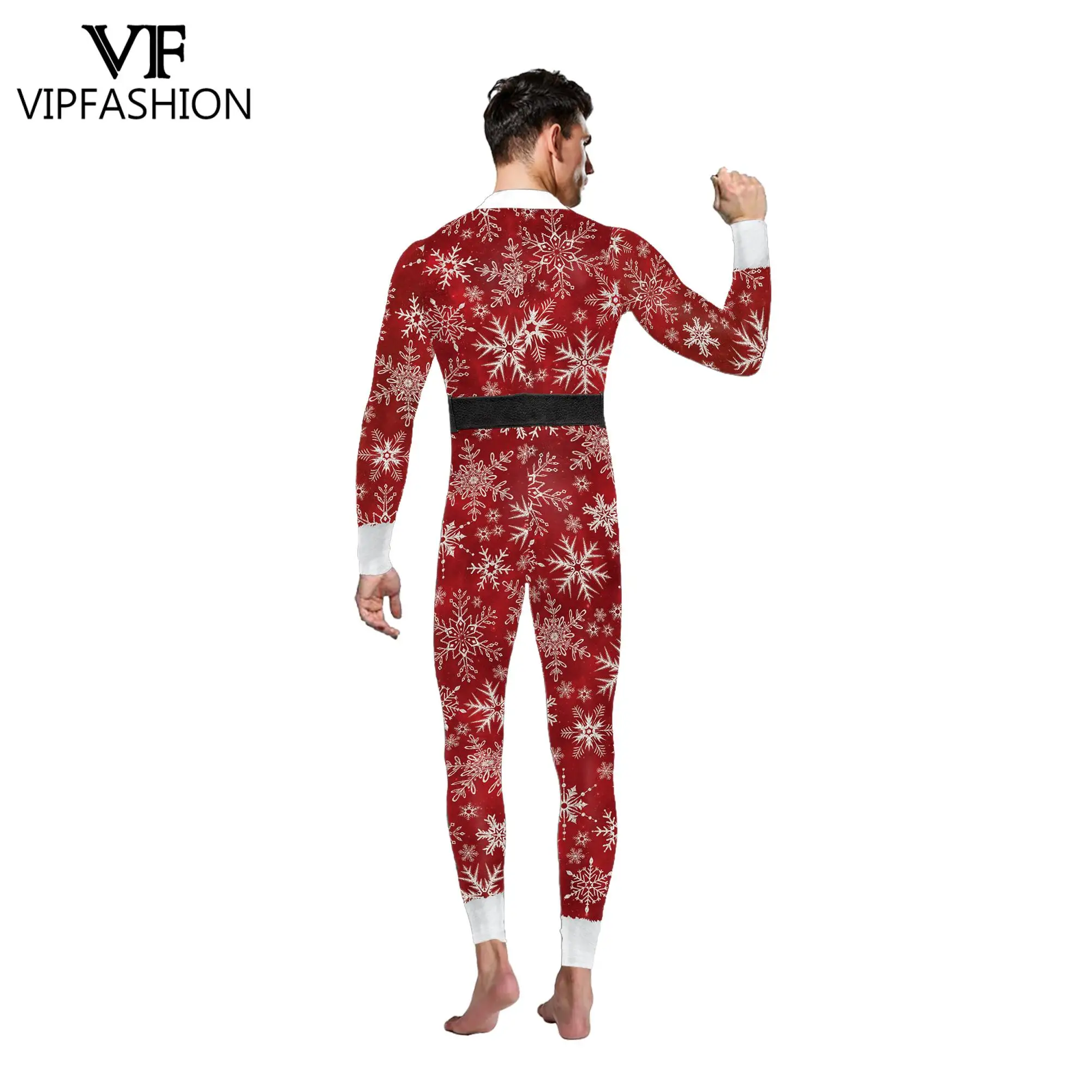 VIP Mode Weihnachten Catsuit Frau Mann Santa Claus Print Overall 12% Spandex Zentai Bodysuit Urlaub Party Outfit Weihnachts geschenk