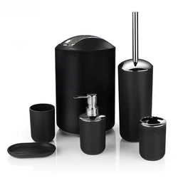 Luxury Bathroom Set Multipurpose Soap Dispenser Toothbrush Holder Toilet Brush Trash Can Soap Dish Home Bathroom Set 4/6pcs Pack