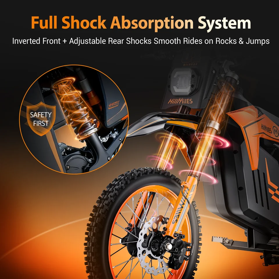 HillMiles MilePop Electric Dirt Bike Teens Adults, 2000W 48V E-Bike with Dual Suspension, Hydraulic Brakes, Off-Road Tires image 6