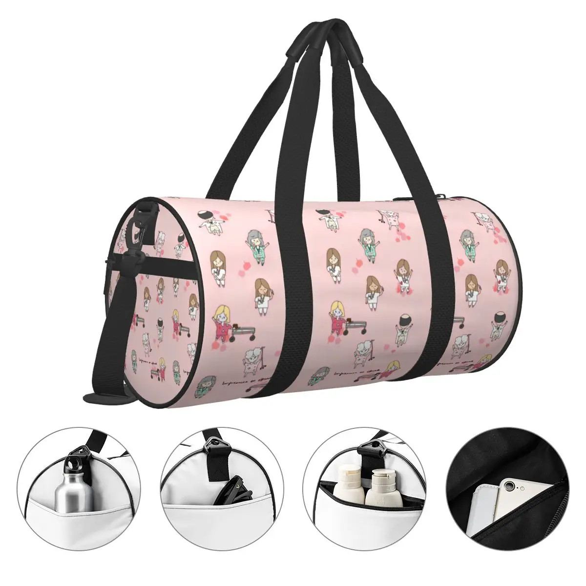 Enfermera En Apuros Doctor Nurse Sport Bags with Shoes Gym Bag Outdoor Men Women Pattern Handbag Training Retro Fitness Bag