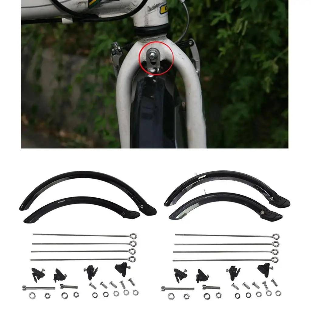 Durable Folding Bike Mud Guard 14\'\' 20\'\' Wheel V-Brake Front Rear Mudguard Set Accessories