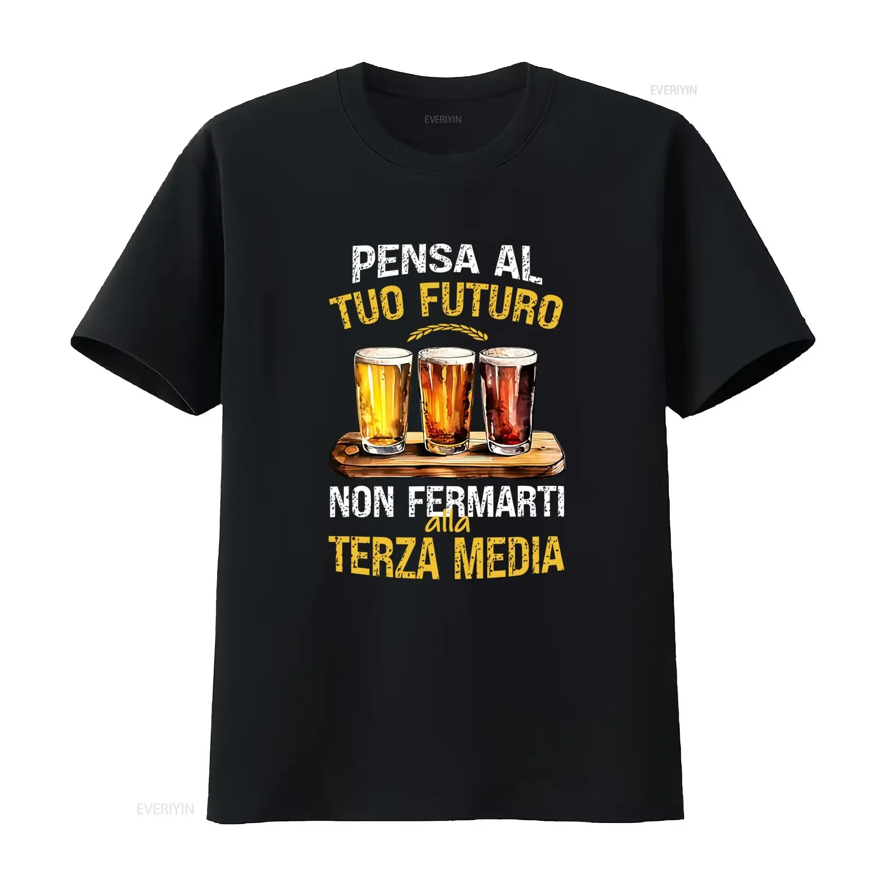 T shirt da uomo divertente per amanti della birra Stampa sul retro con frase italiana e design tazza girocollo casual tessuto