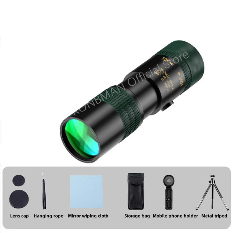 Tragbares professionelles Jagd-Monokular-Teleskop 10-300X Zoom Military HD Bak4 Leistungsstarkes Fernglas für Fernqualität