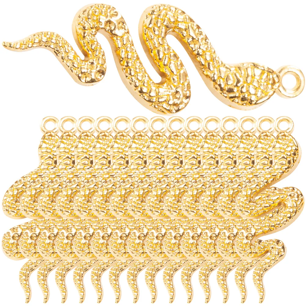 32 Uds. De dijes colgantes de serpiente, manualidades para hacer joyas, aleación de Metal, accesorios DIY, collar dorado, pulsera, pendientes