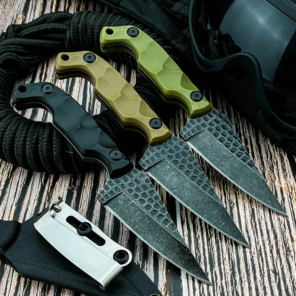 Multifunctional Fixed Blade Knife Nylon Fiber Handles Outdoor Trekking Fishing Picnic Wilderness Adventure Portable Cutting Tool