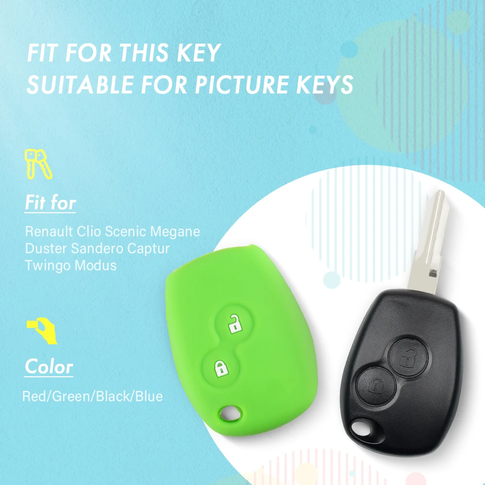 Dandkey For Renault Trafic Clio Kangoo Master Modus Twingo Duster Logan Sandero Silicone Remote Car Key Case Fob Cover 2 Buttons