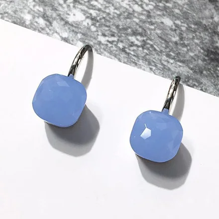 100% 925 Sterling Zilver Snoep Stijl 21 Kleuren Blauw Wit Rood Groen Geel Crystal Drop Earring Voor Vrouwen Fijne Sieraden