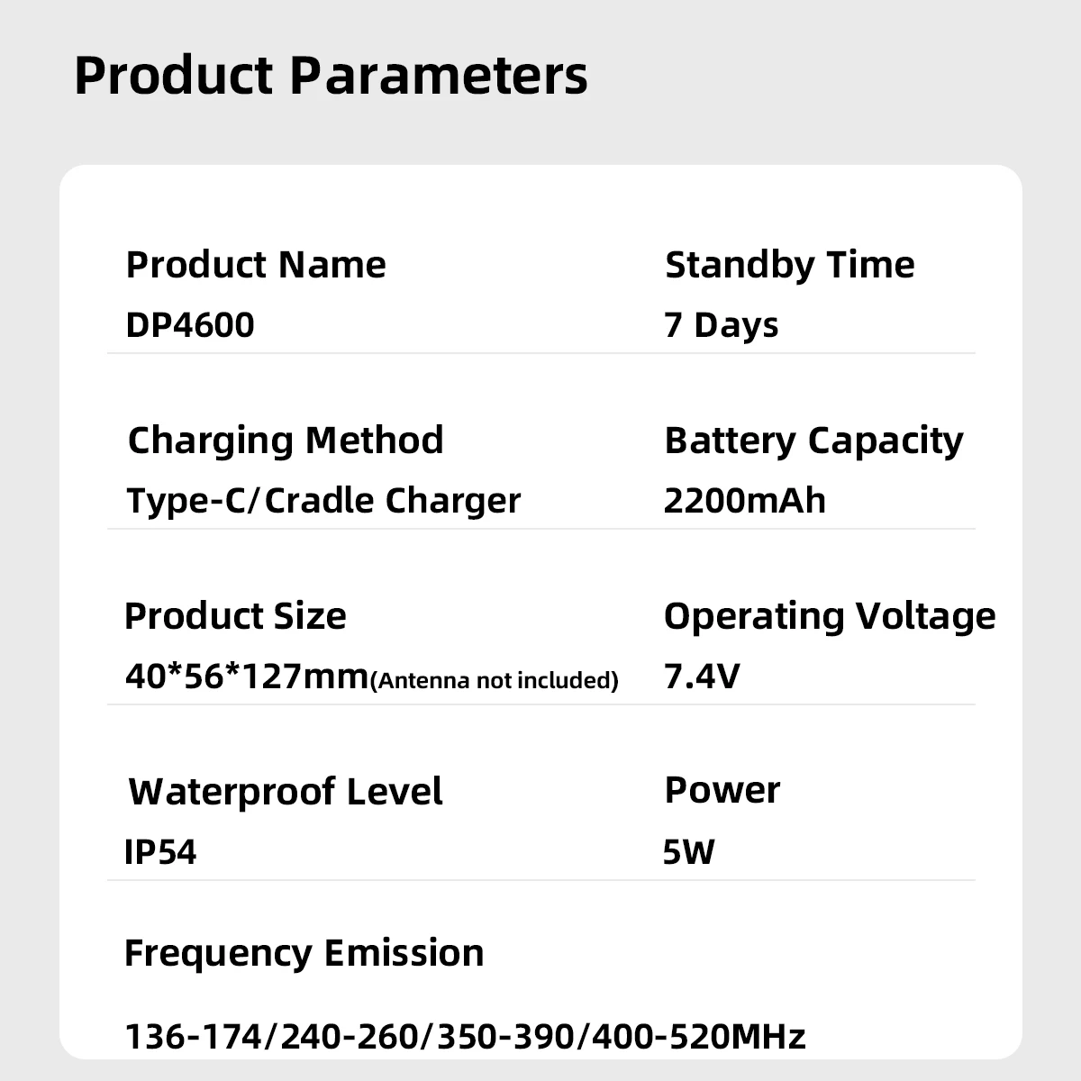 HX-DP4600 Walkie Talkie 7W UHF/VHF 4-Band One-Key Pairing Channel Scan Color Display Large-Capacity Battery Built-in Flashlight