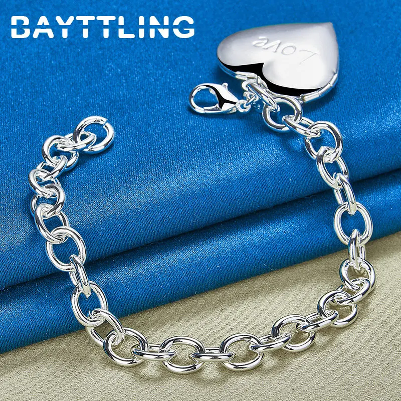 

Original 925 Sterling Silver 8 Inches Charm Heart LOVE Bracelet For Women Fashion Wedding Engagement Jewelry Accessories