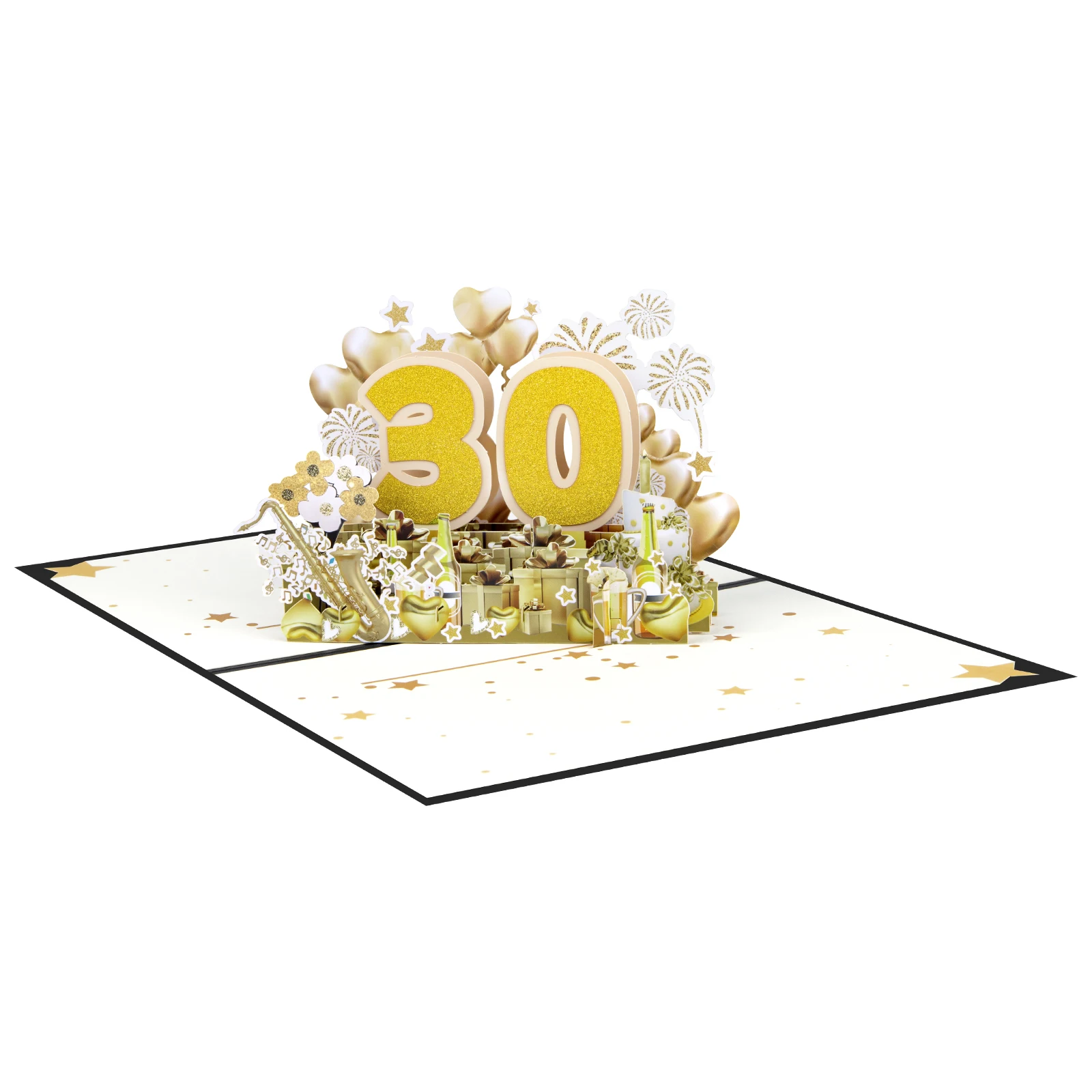 1-100 بطاقة الذكرى المنبثقة - بطاقة تهنئة للاحتفال باللون الذهبي ثلاثي الأبعاد لعيد الميلاد أو الزفاف أو الذكرى السنوية التجارية