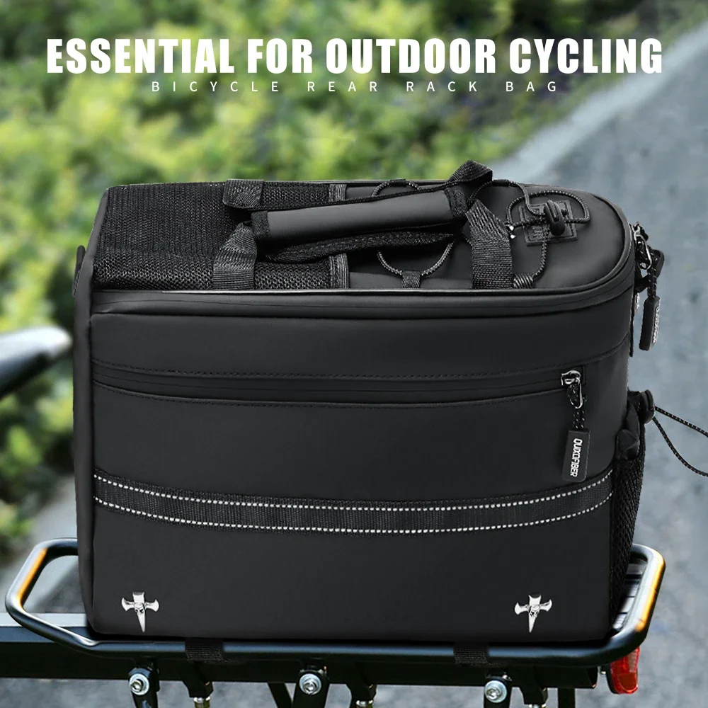 

13L Rear Bike Rack Bag - Water Resistant Ebike Bags for Bicycle Rear Rack Trunk Pannier for Commuter Travel Shopping and Cycling