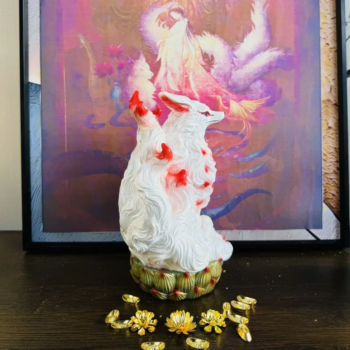Nine-tailed fox ornaments fox nine-tailed fox Buddhist temple statue home furnishings desktop furnishings birthday gifts