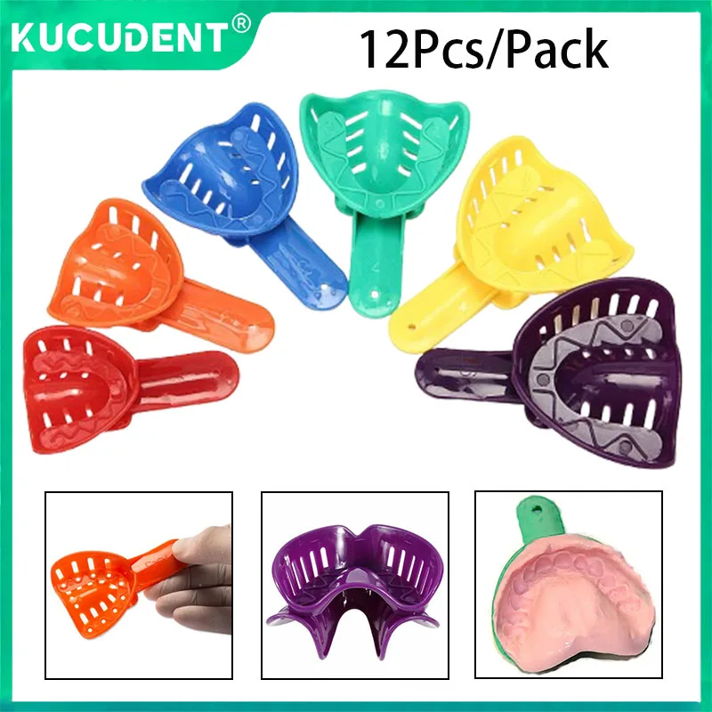 

12Pcs/Set Dental Impression Trays Plastic Teeth Holder Adult And Children Colorful Disposable Dentistry Treatment Materials