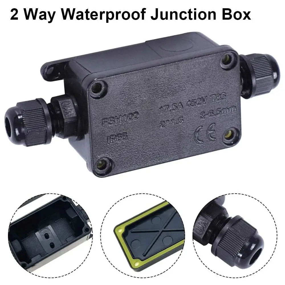 1Pcs With Terminal Waterproof Junction Box IP66 450V Electrical Cable Wire Connector Plastic 2 Way Cable Wire Case for Led Light