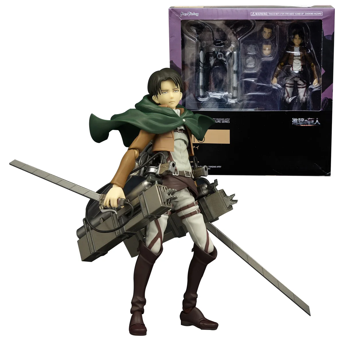 Attack on Titan Levi Ackerman Figura Anime, Standing Espada, brinquedo modelo destacável, coleção de PVC, ornamentos desktop, 14cm