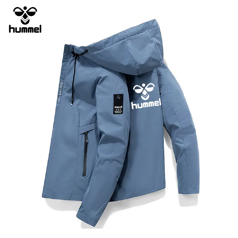 2024 New Spring brand HUMMEL Men\'s windproof zipper Jacket Casual high quality hooded baseball jacket Outdoor sports jacket