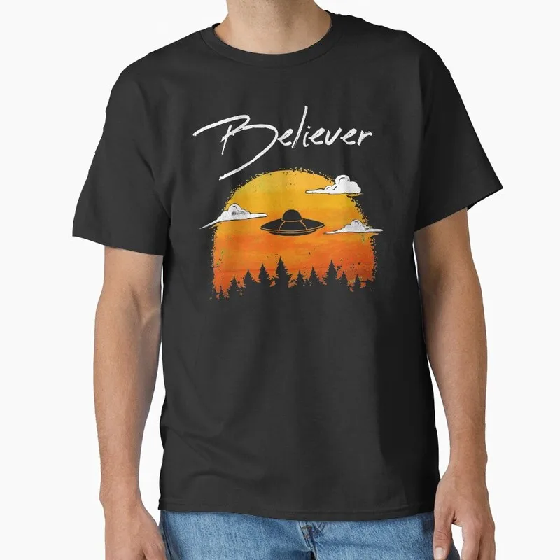 I Want To Believe Vintage Sci fi tv series The X Files Gift t shirt 1104 Retro Alien movie Graphic clothes All size tops S-6XL