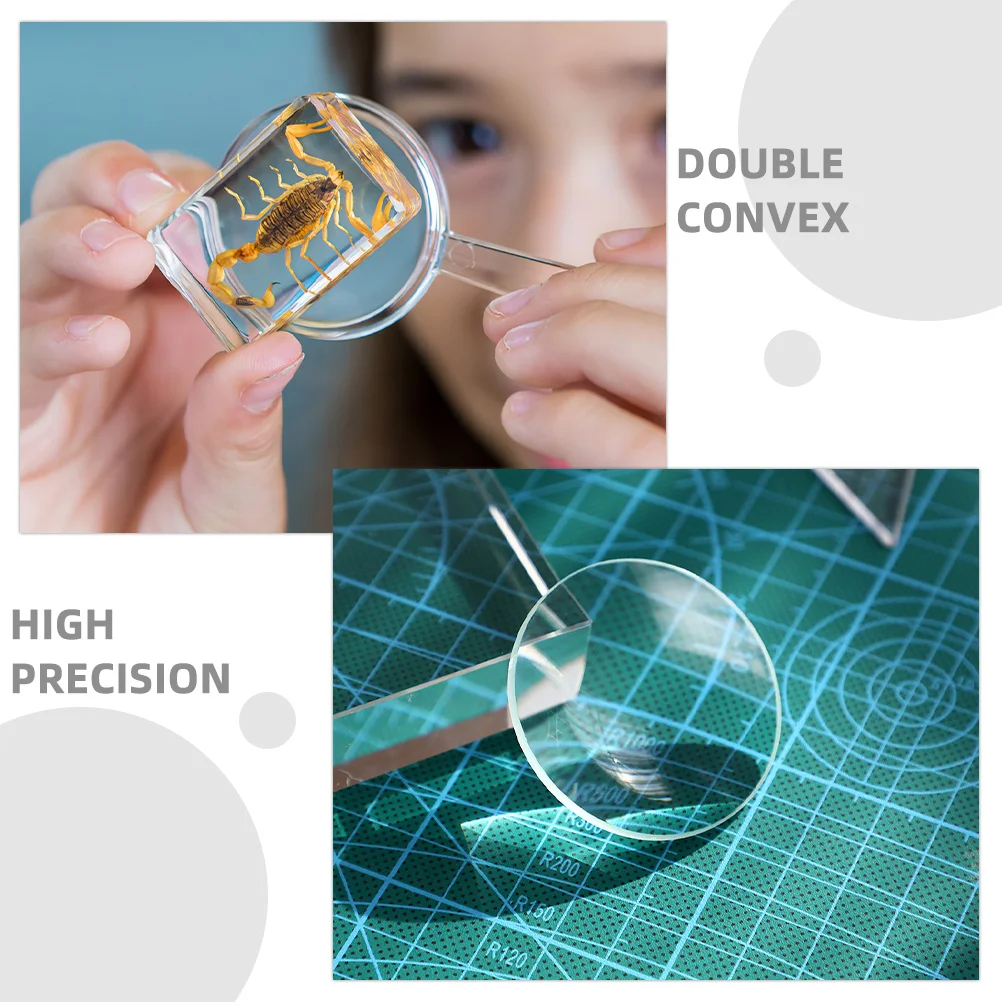 2Pcs Optical Convex Lens High Precision Glass Lenses for Physics Experiments Teaching Tools Science Projects Classroom
