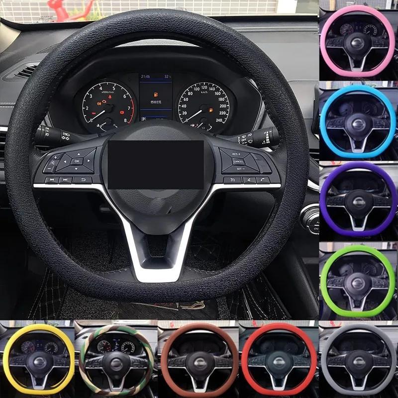 New! For Car Non-slip Silicone Steering Wheel Cover Elastic Texture D-shaped Steering Wheel Covers Car Decoration Accessories