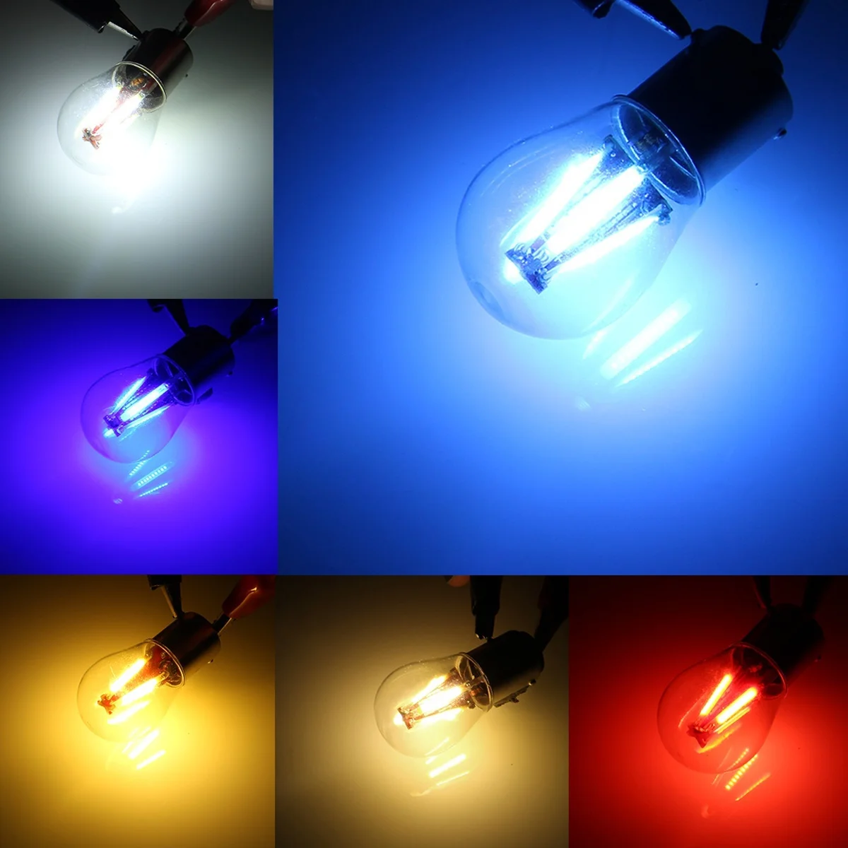 COB Filament LED 4 Lights 1156 BAU15S Car Brake Light Parking Lamp 12V Auto Vehicle DRL Signal Reverse Bulb