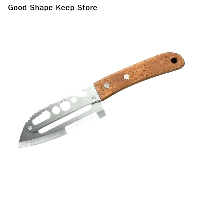 daily7-in-1 Paring Knife Stainless Steel Vegetable Peeler Ergonomic Wood Handle Suitable for Home & Outdoor Cooking Use