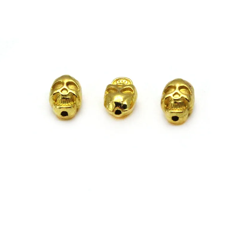 20pcs/Lot Antique Silver Gold Skull Bead Spacer Bead Charms For DIY Beaded Bracelet Jewelry Handmade Making Supplies