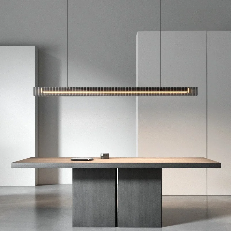 

Minimalist Black Linear Pendant Lights for Dining Room Gold Modern Long Glass Chandelier above Dining Table Kitchen Island