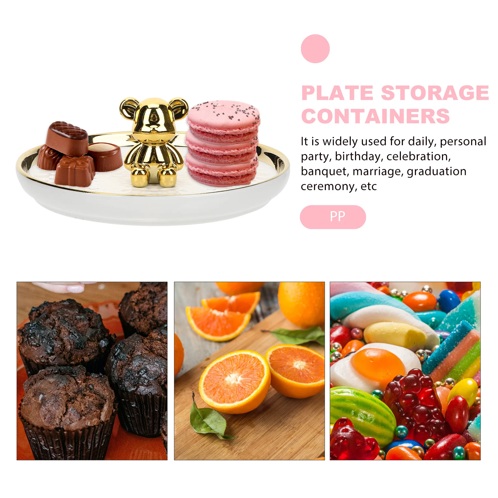 

Ceramic Cake Plate with Glass Dome Elegant Design for Fruits Sushi Side Dishes Sturdy and 1Set Table Stands for Display