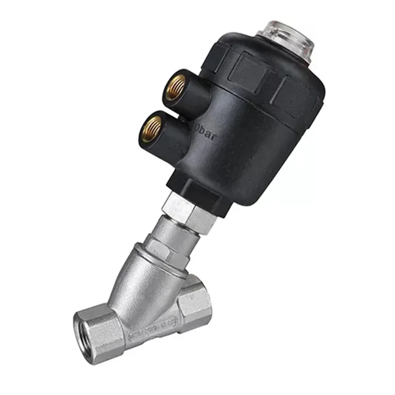 

High quality dn15-dn100 stainless steel 304 SS316L y-type plastic head pneumatic angle seat valve pneumatic y-type angle seat