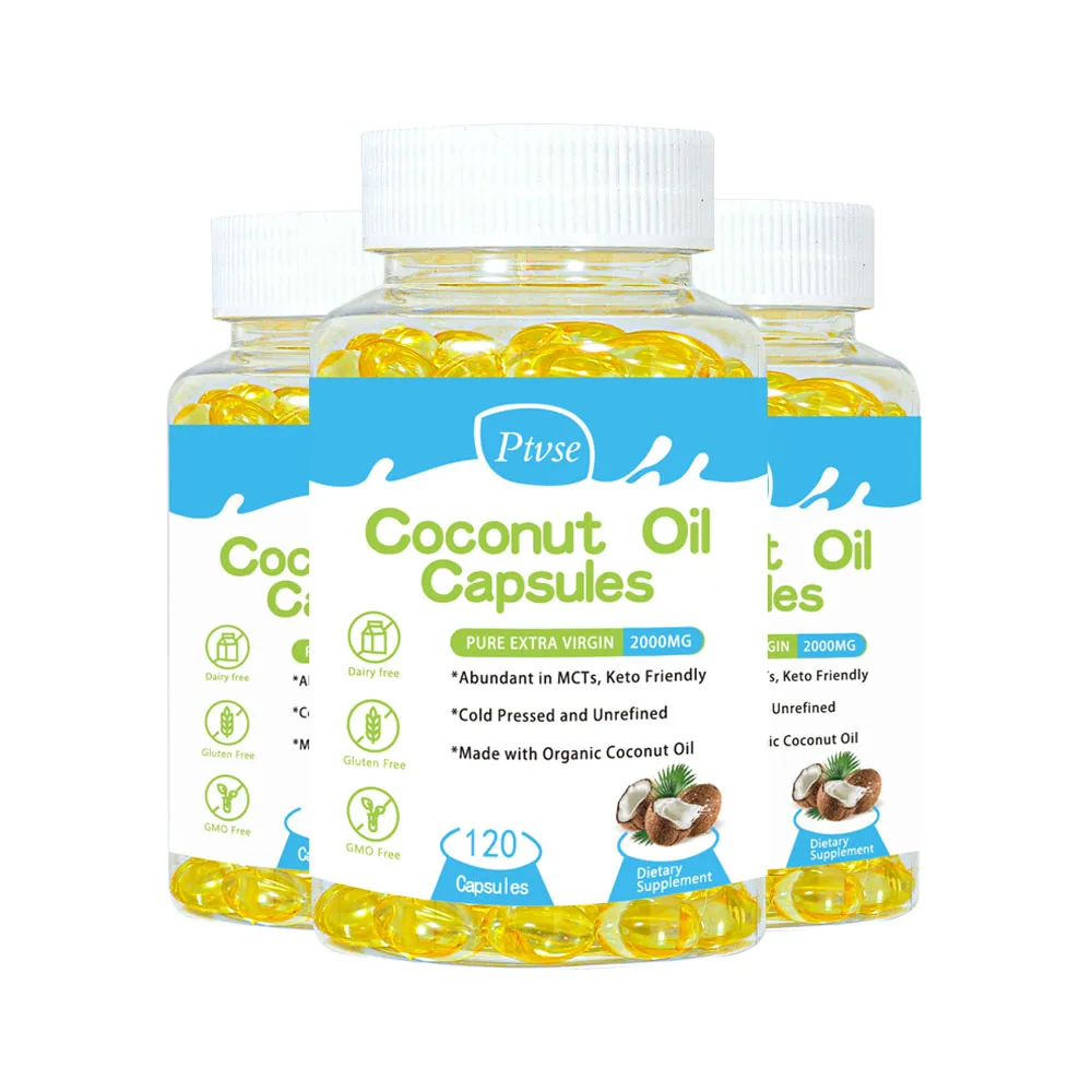 Coconut Oil Capsules Promotes Healthy Hair, Skin & Nails Made with Organic Coconut Oil