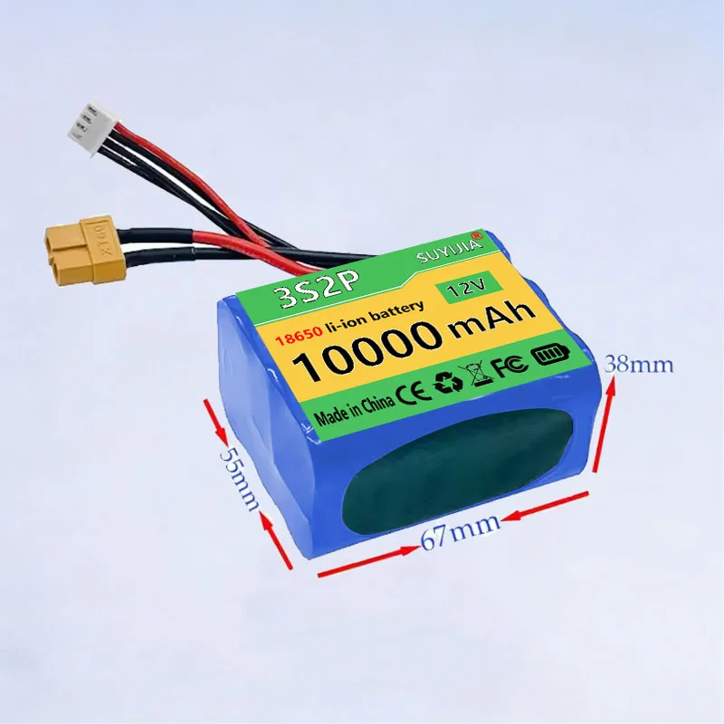 New 12V Battery 12.6V 10Ah 3S2P Li-ion Use Single Cell NCR18650 Combination Suitable for Parrot Disco and Various Drones