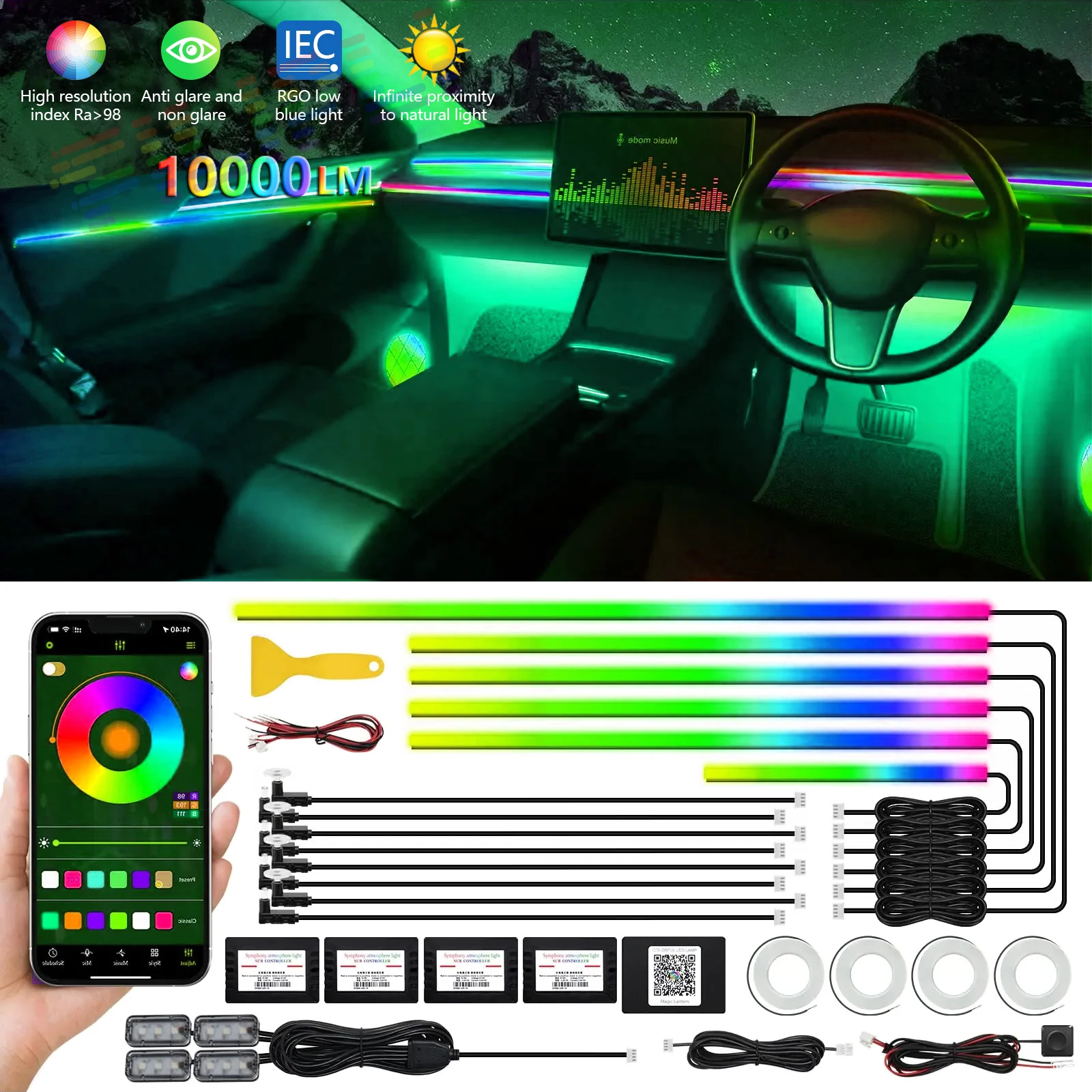 

Ambient Light 3/64 Colours For Mercedes-Benz C- Class Glc Coupe W205 C43 C63 X253 LED Vents Speaker Decorative Lamp Retrofit