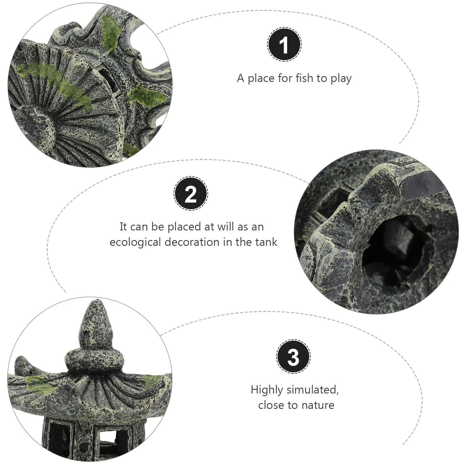 

Resin Hexagonal Lantern Aquarium Decor Fish Tank Pavilion nament Shrimp House Simulated Model Lightweight Eco