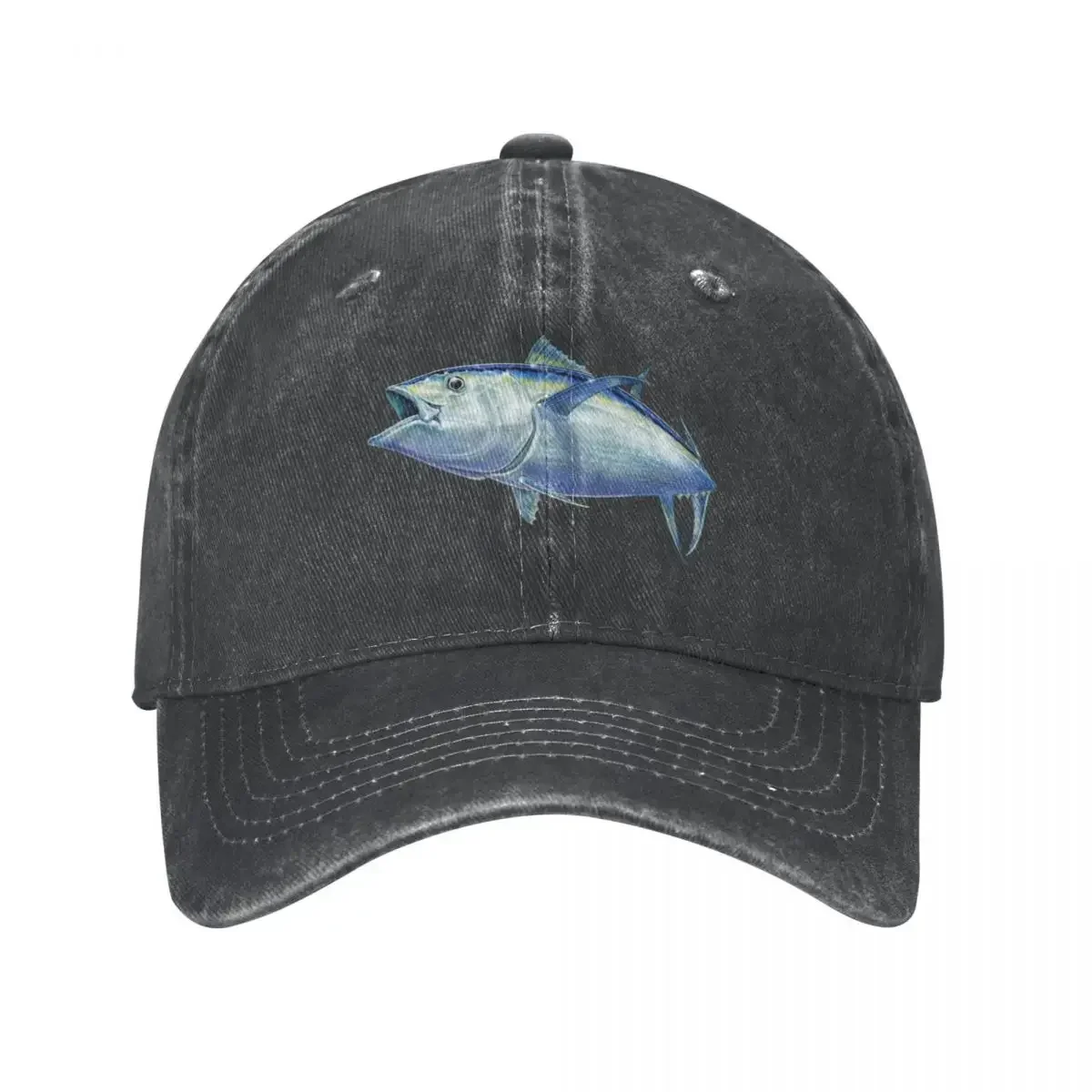 Bluefin Tuna Baseball Cap Funny Animal Unlvarslty Hot Sale Washed Trucker Hat Couple Vintage Casual Washed Baseball Caps