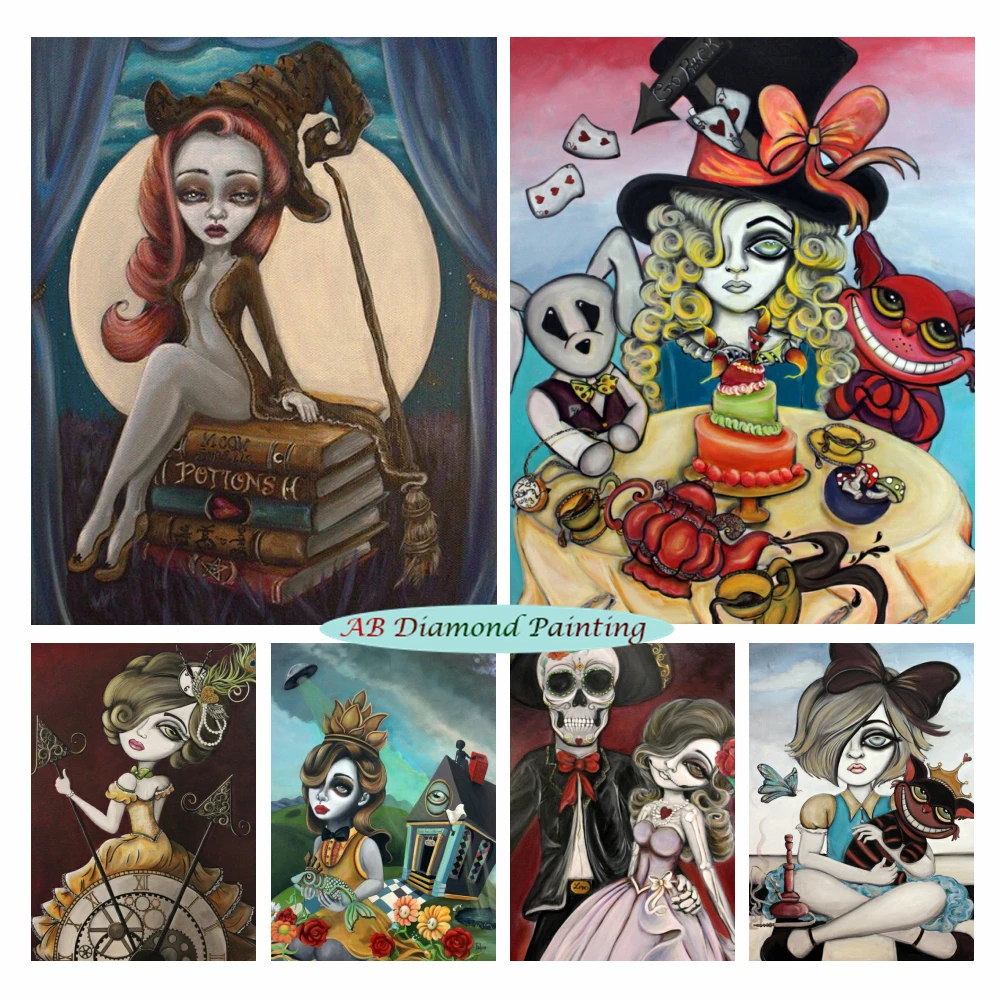 

Gothic Artwork 5D AB Diamond Painting Big Eye Girl Doll Dark Art Diamond Embroidery Diy Cross Stitch Kits Home Decor Cuadros