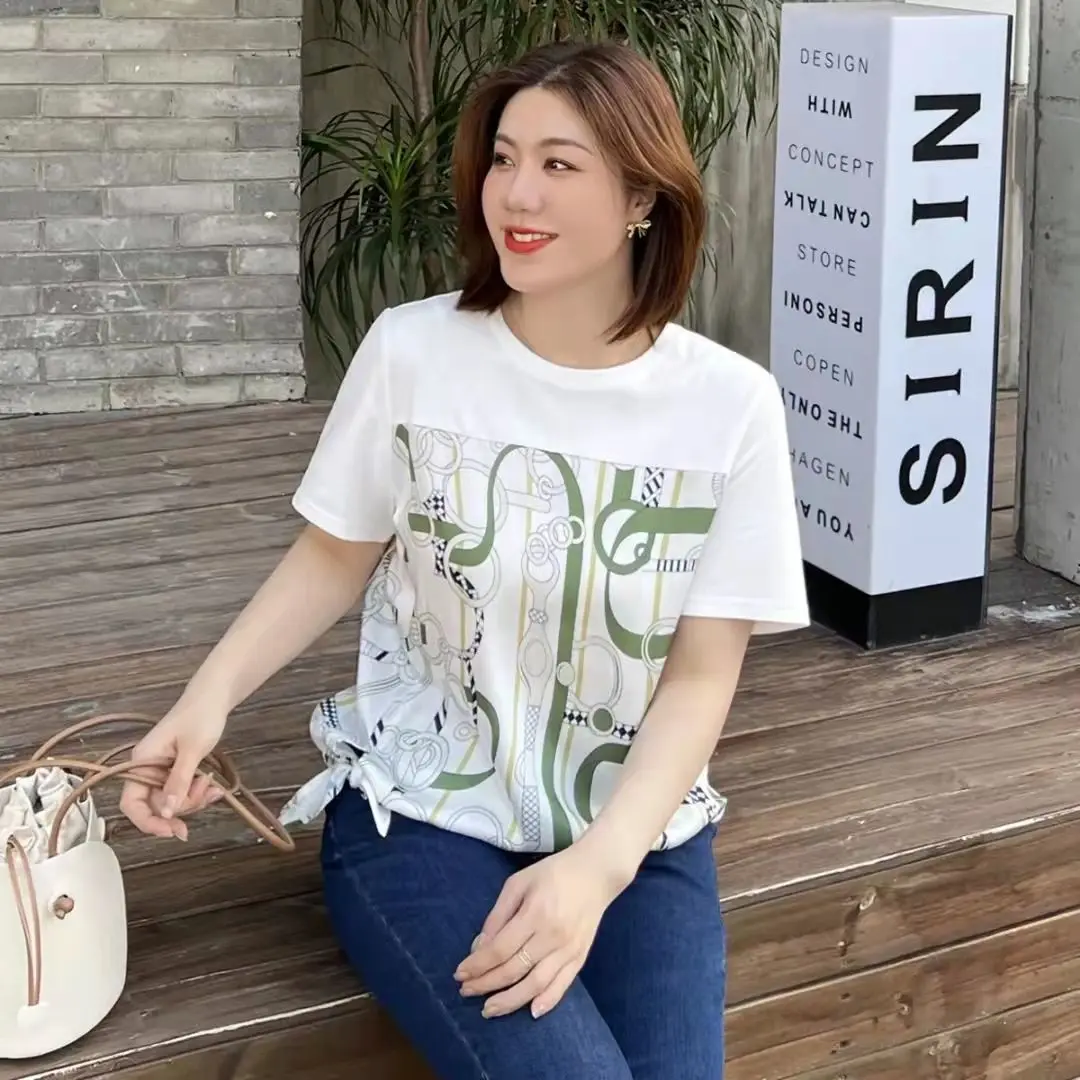 T-shirt décontracté grande taille pour femme avec ceinture, effet amincissant, pour l'été 2025