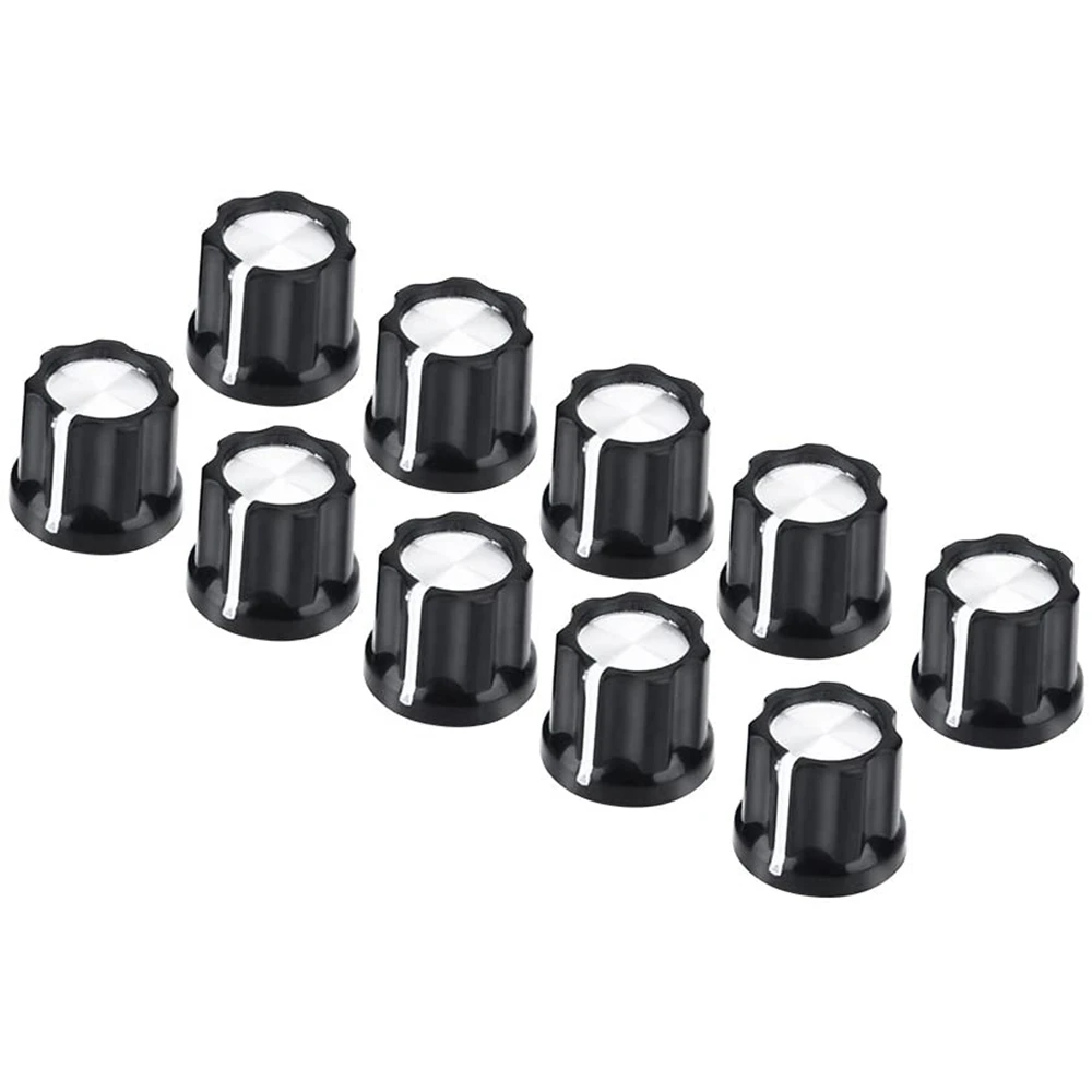 Efficient- 10Pcs Black Potentiometer Control Knob Volume Audio Control Knobs Electric Guitar Bass Parts
