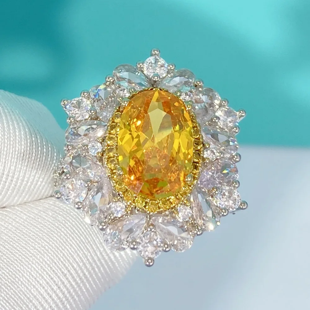 المعين الحجر الأصفر مزاجه خاتم الموضة تنوعا السبابة البنصر للنساء