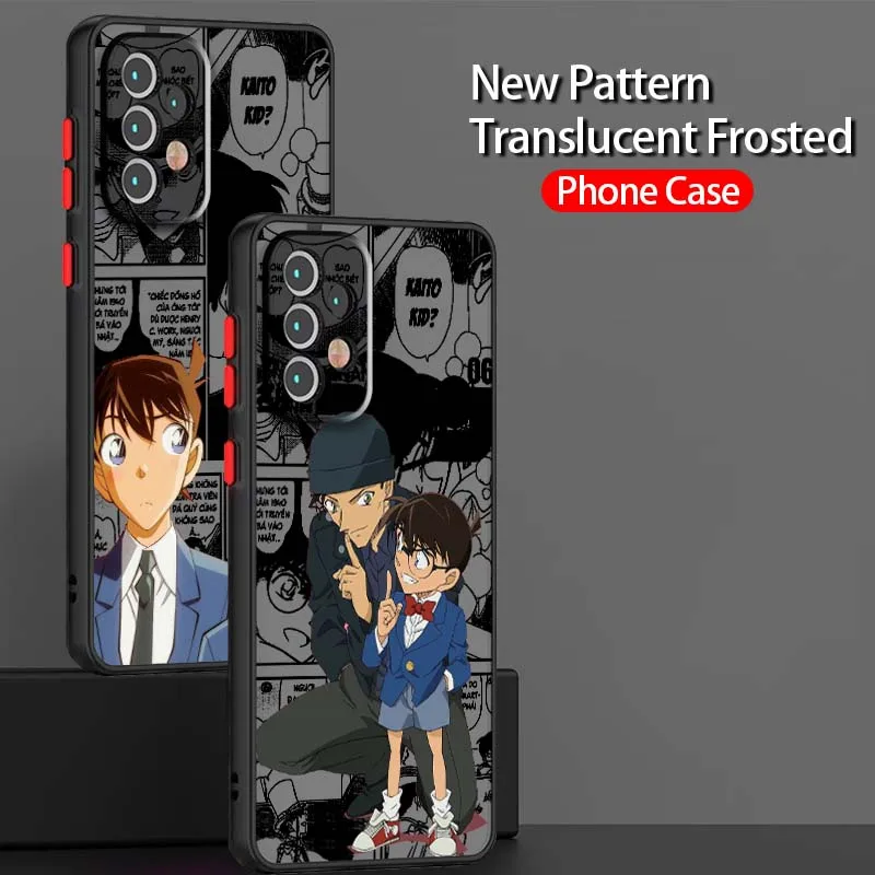 Модный чехол для телефона D-Detective C-Conan для Samsung A73 A72 A71 A55 A54 A53 A52 A51 A35 A25 A15 A14 5G Матовый полупрозрачный