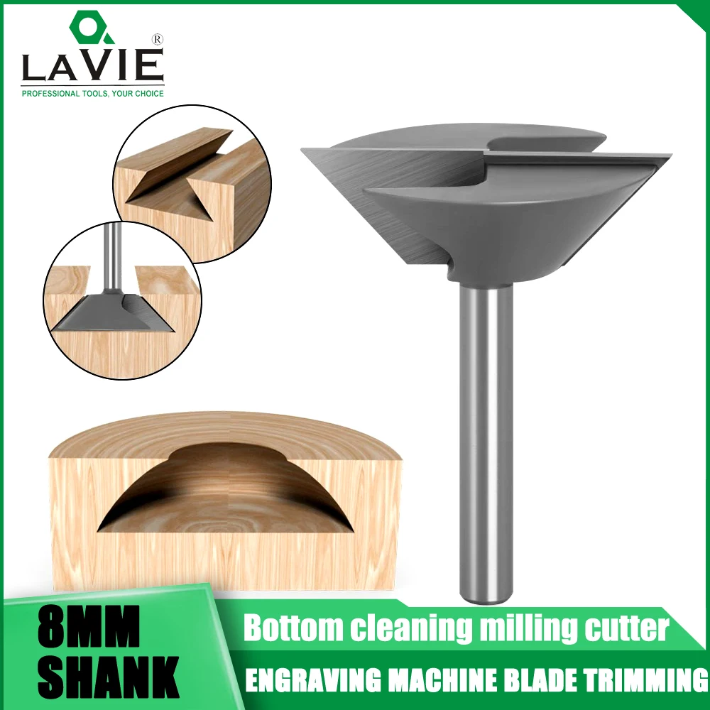 

LAVIE 1PC 8mm Shank Dovetail Joint Bottom Cleaning Router Bit Woodworking Engraving Clean Bit Milling Cutter Woodworking Tools